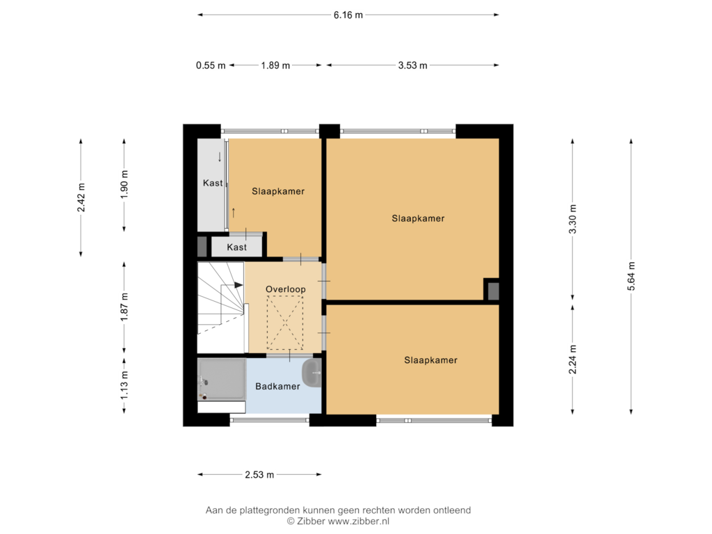 View floorplan of Eerste verdieping of Anna Bijnsstraat 23