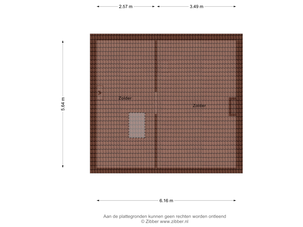 View floorplan of Zolder of Anna Bijnsstraat 23