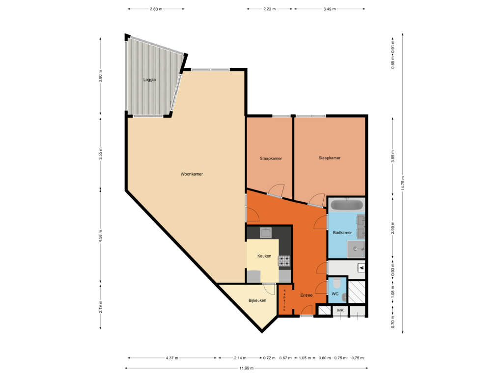 View floorplan of Woonverdieping of Erasmuspark 133