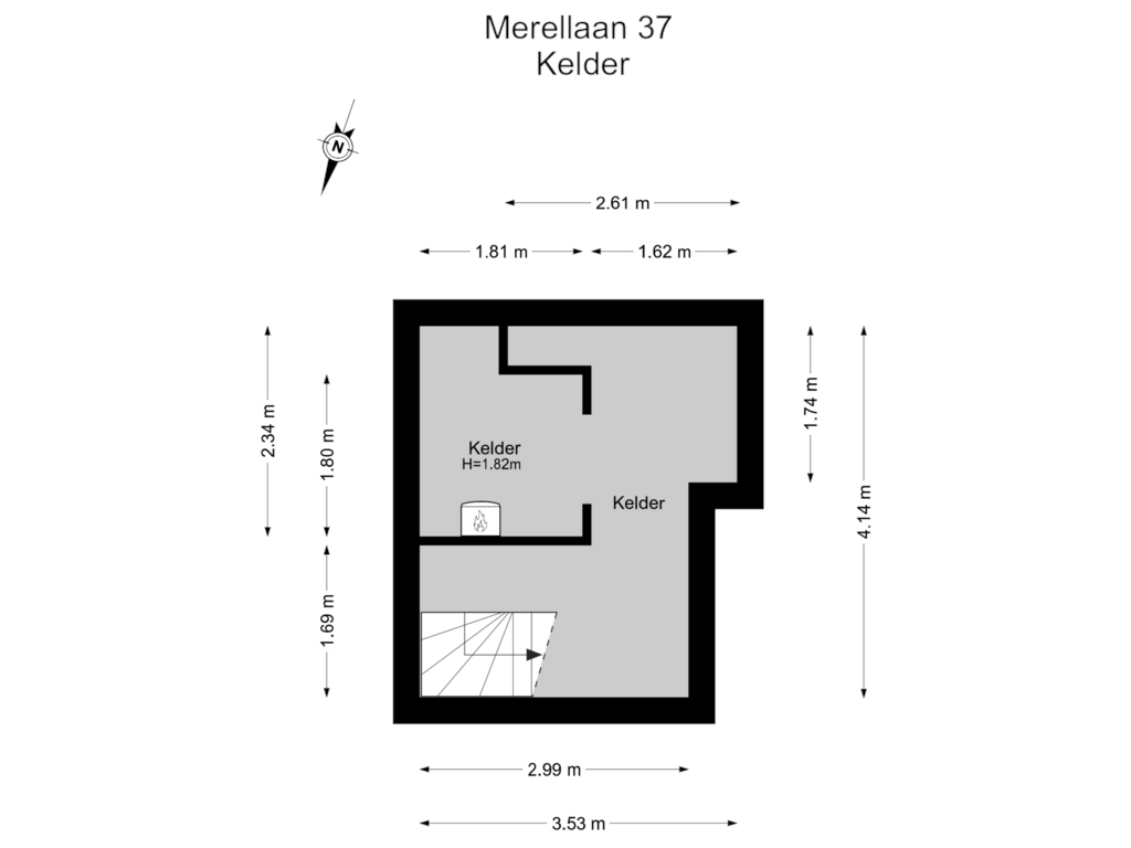 Bekijk plattegrond van Kelder van Merellaan 37