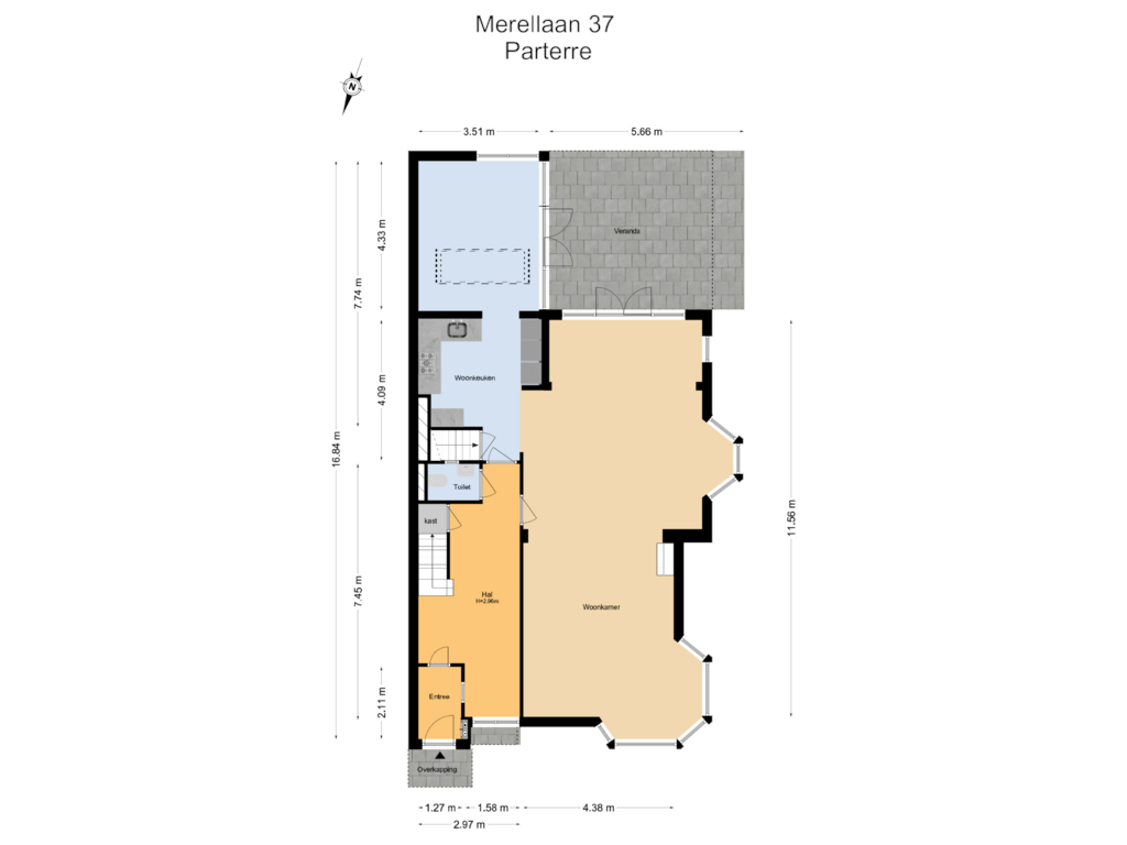 Bekijk plattegrond van Begane Grond van Merellaan 37