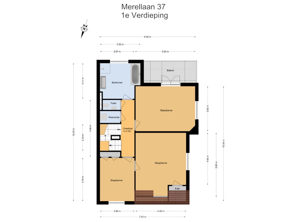 Bekijk plattegrond van 1e Verdieping van Merellaan 37