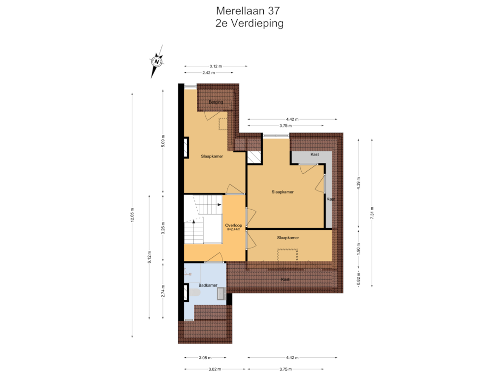 Bekijk plattegrond van 2e Verdieping van Merellaan 37