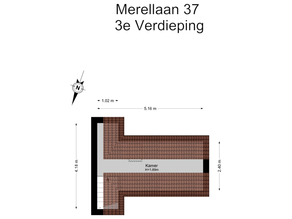 Bekijk plattegrond van 3e Verdieping van Merellaan 37