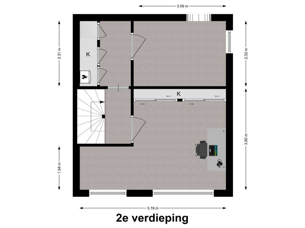 Bekijk plattegrond van 2e Verdieping van Aveling 2