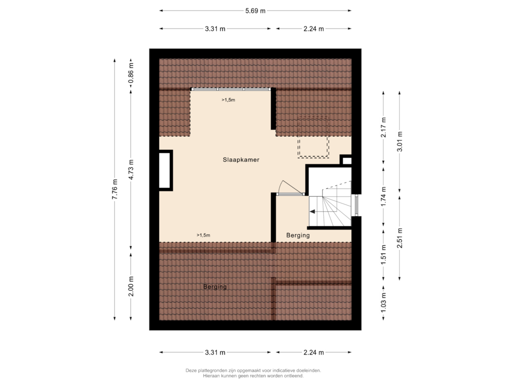 Bekijk plattegrond van Tweede verdieping van Vierakkers 16