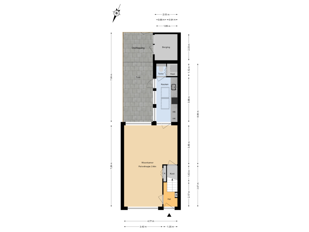 View floorplan of Begane grond tuin of Mr. de Fremerystraat 25