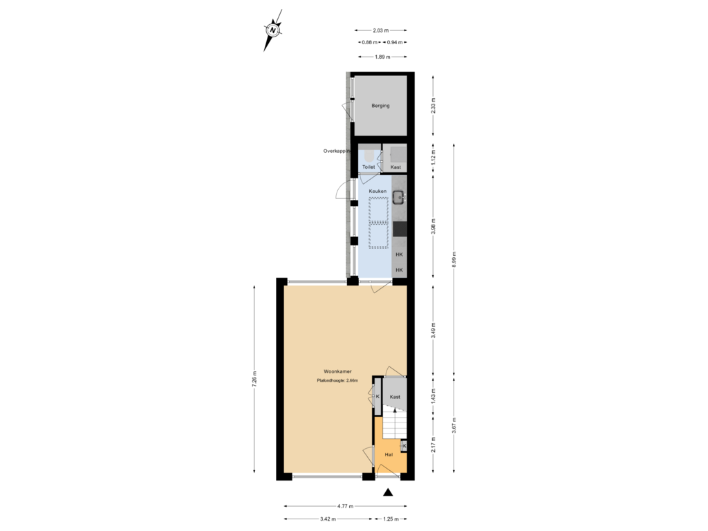 View floorplan of Begane grond of Mr. de Fremerystraat 25