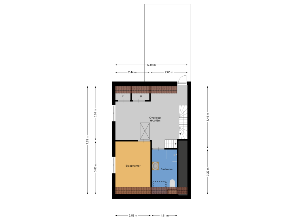 View floorplan of Eerste verdieping of Veldheimerlaan 92