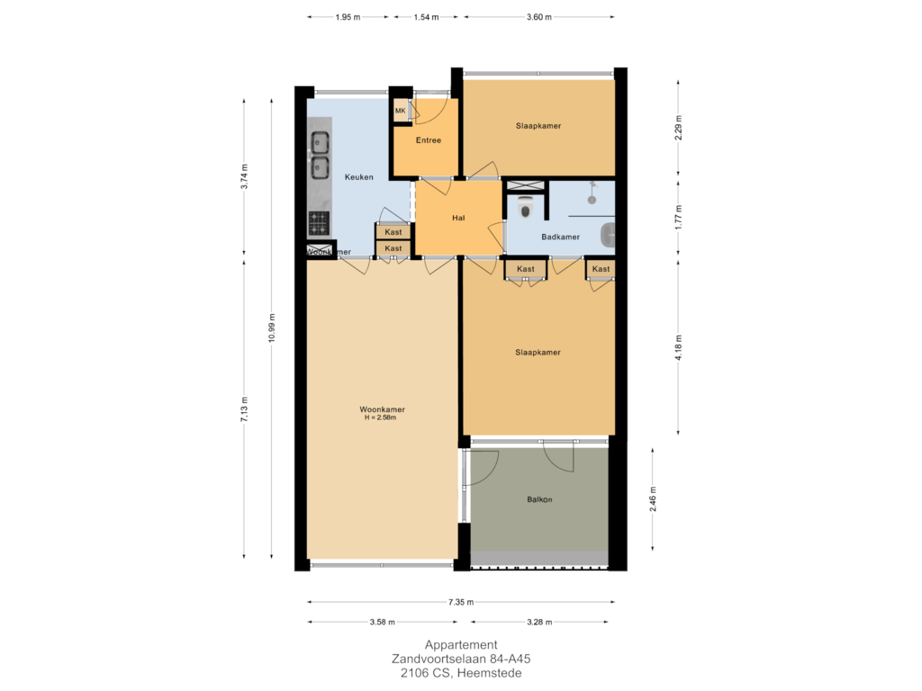 Bekijk plattegrond van Appartement van Zandvoortselaan 84-A45