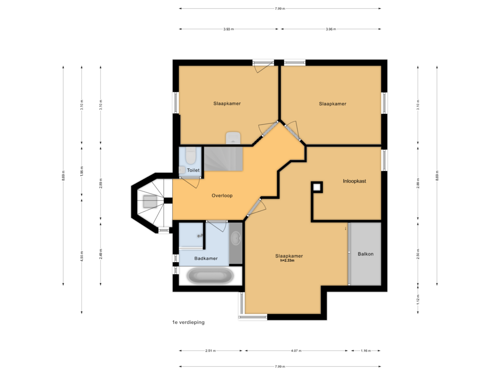 View floorplan of 1e verdieping of Westerweg 332