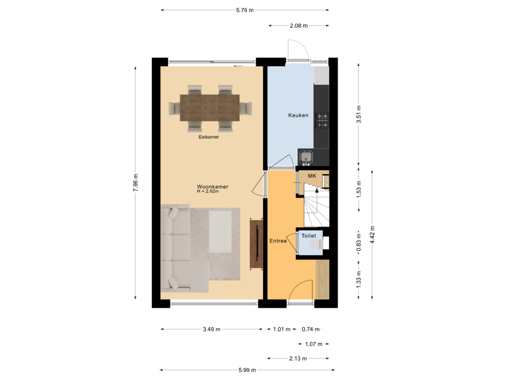 Bekijk plattegrond van Begane grond van Ukkelstraat 10