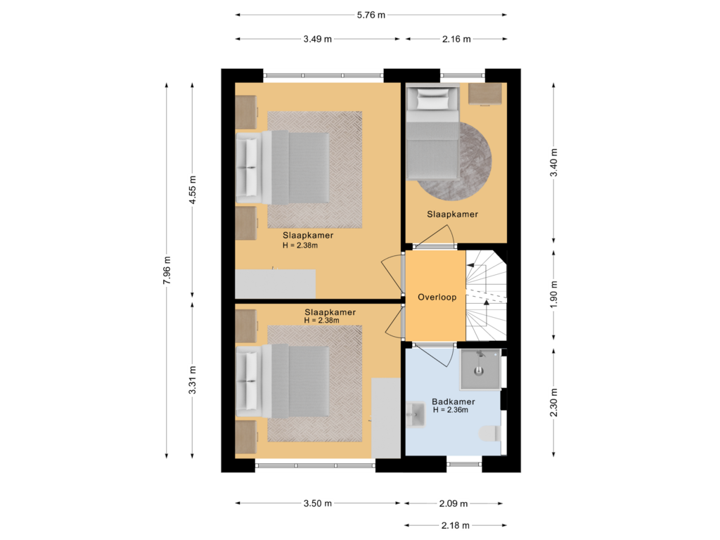 Bekijk plattegrond van Eerste verdieping van Ukkelstraat 10