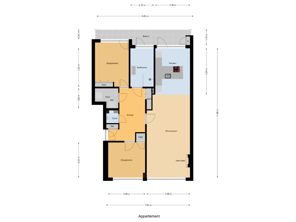 Bekijk plattegrond van Appartement van Louis Davidsstraat 73