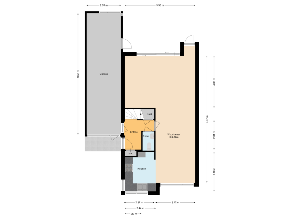 Bekijk plattegrond van Begane grond van Strengen 35