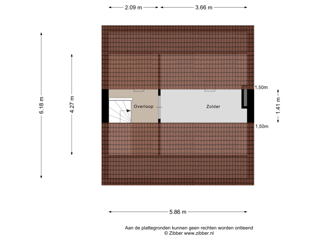 Bekijk plattegrond van Zolder van Weidebuurt 18