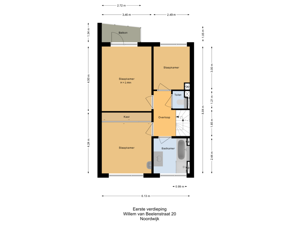 View floorplan of Eerste verdieping of Willem van Beelenstraat 20