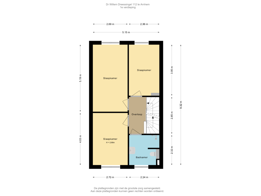 View floorplan of 1e verdieping of Dr. Willem Dreessingel 112