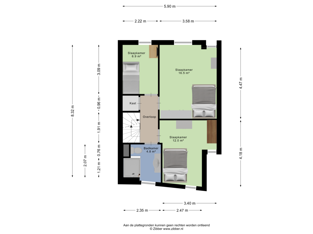 Bekijk plattegrond van Eerste Verdieping van Mr J.M. de Kempenaersingel 65