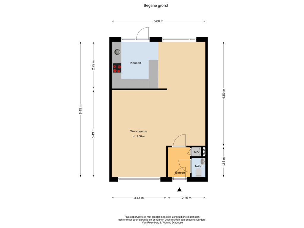 Bekijk plattegrond van Begane grond van Prins Bernhardlaan 117