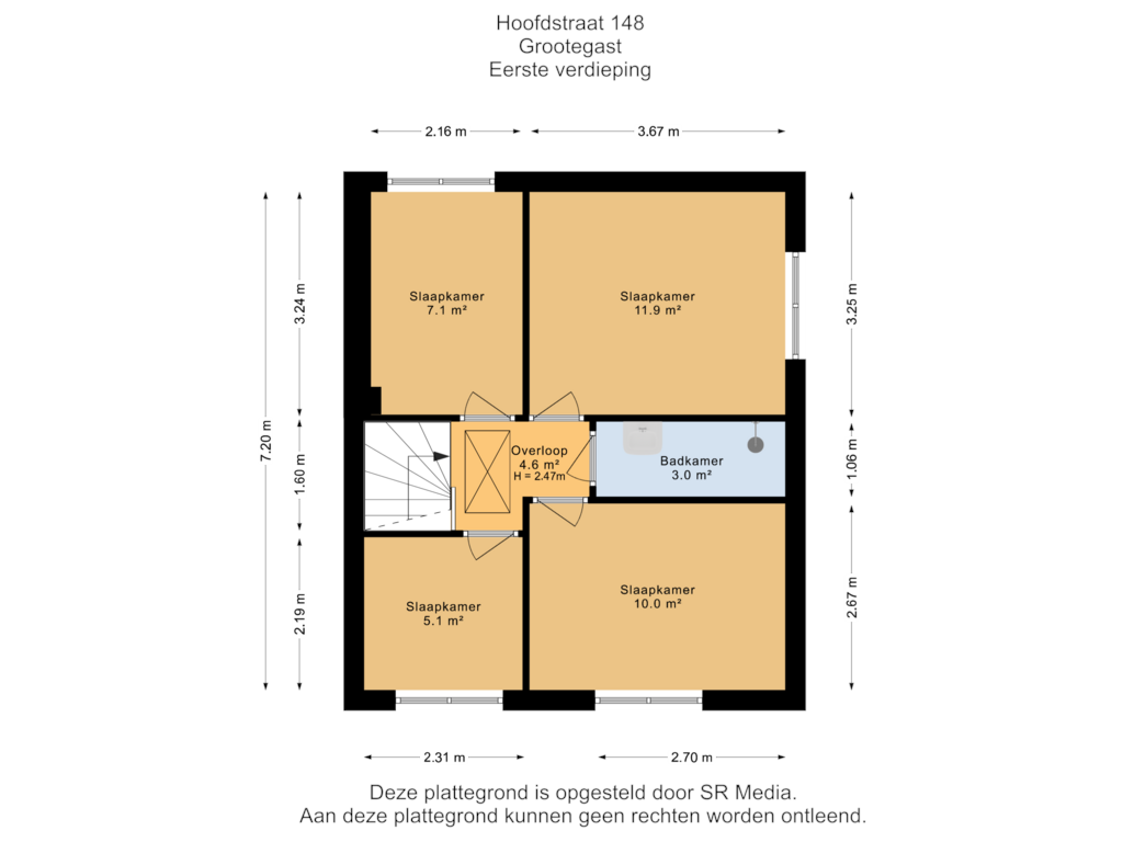 Bekijk plattegrond van Eerste verdieping van Hoofdstraat 148