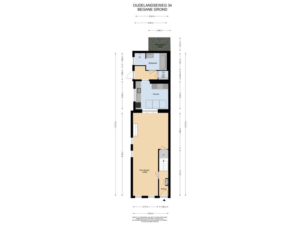 Bekijk plattegrond van Begane grond van Oudelandseweg 34