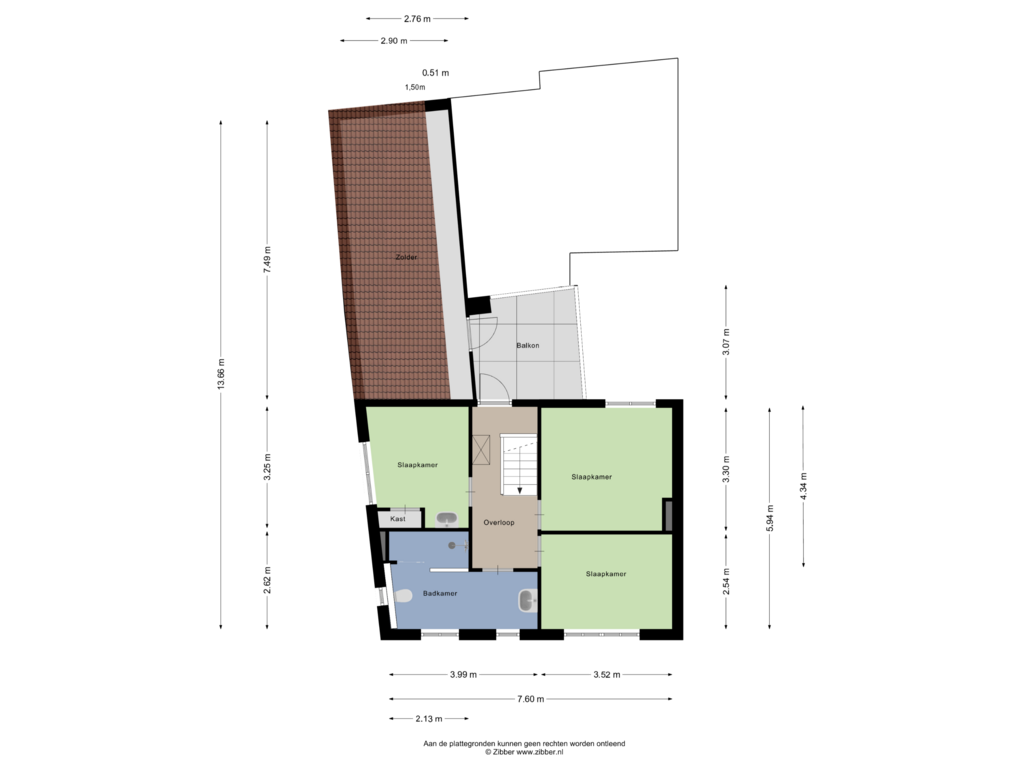 View floorplan of Eerste verdieping of Schipholtstraat 16-A