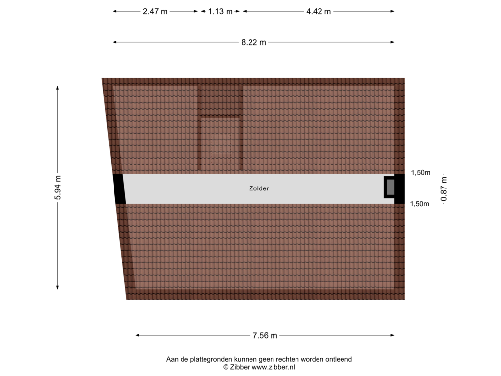 View floorplan of Zolder of Schipholtstraat 16-A