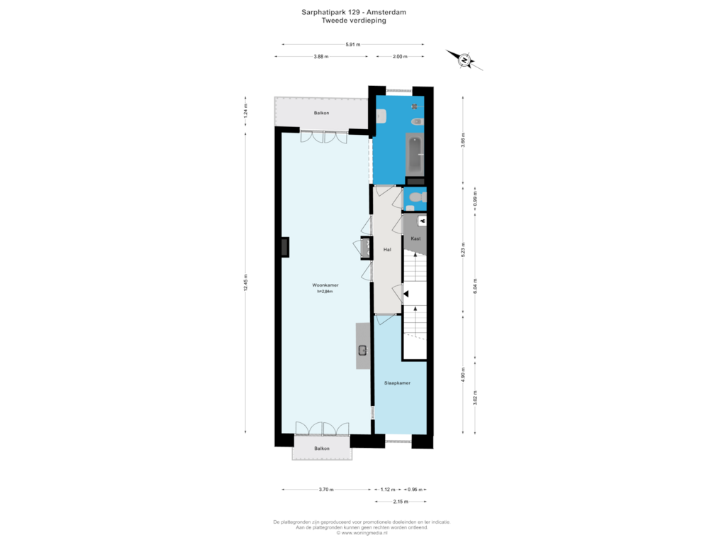 Bekijk plattegrond van Tweede verdieping van Sarphatipark 129-2