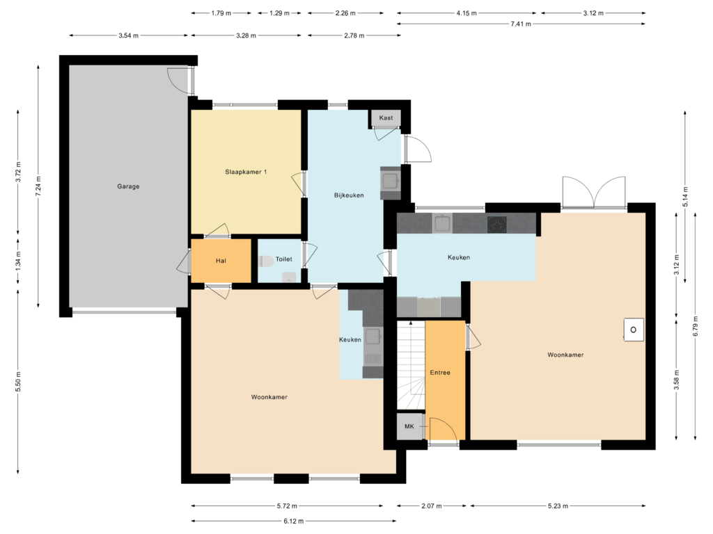 Bekijk plattegrond van Begane grond van Berkstraat 48