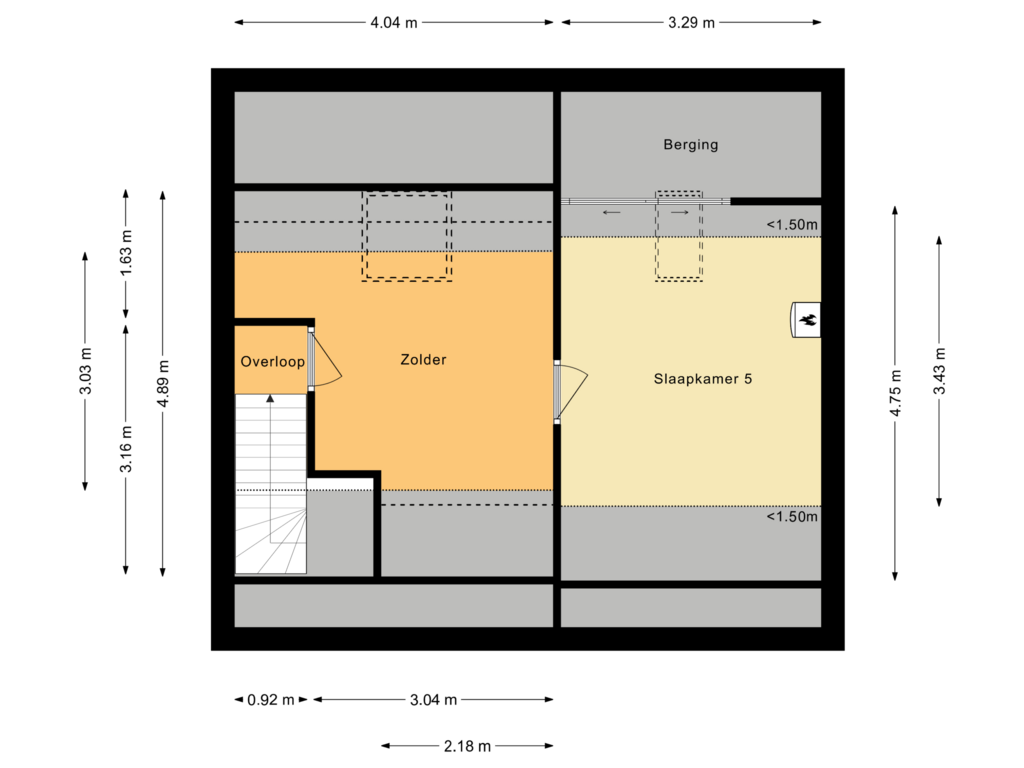 Bekijk plattegrond van Tweede verdieping van Berkstraat 48