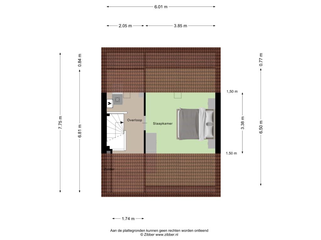 View floorplan of Tweede verdieping of Zwaardvisstraat 11