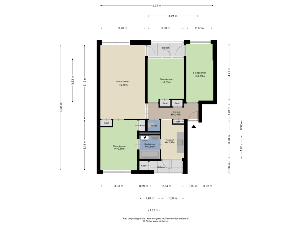 Bekijk plattegrond van Appartement van Lisstraat 4