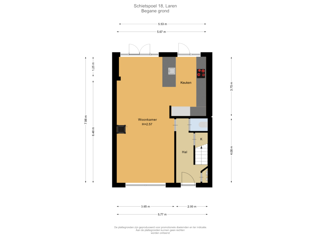 Bekijk plattegrond van Begane grond van Schietspoel 18