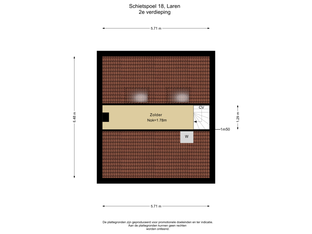 Bekijk plattegrond van 2e verdieping van Schietspoel 18