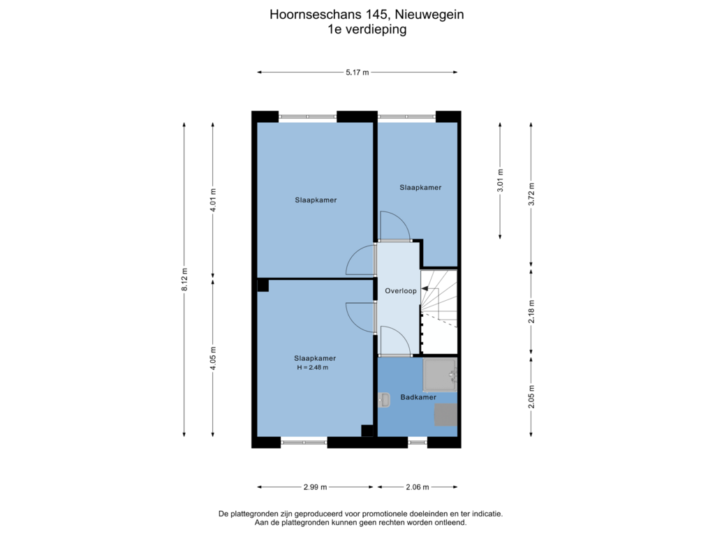 Bekijk plattegrond van 3e verdieping van Hoornseschans 145