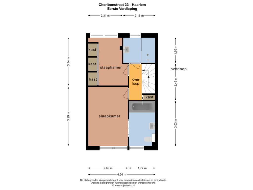 Bekijk plattegrond van EERSTE VERDIEPING van Cheribonstraat 33