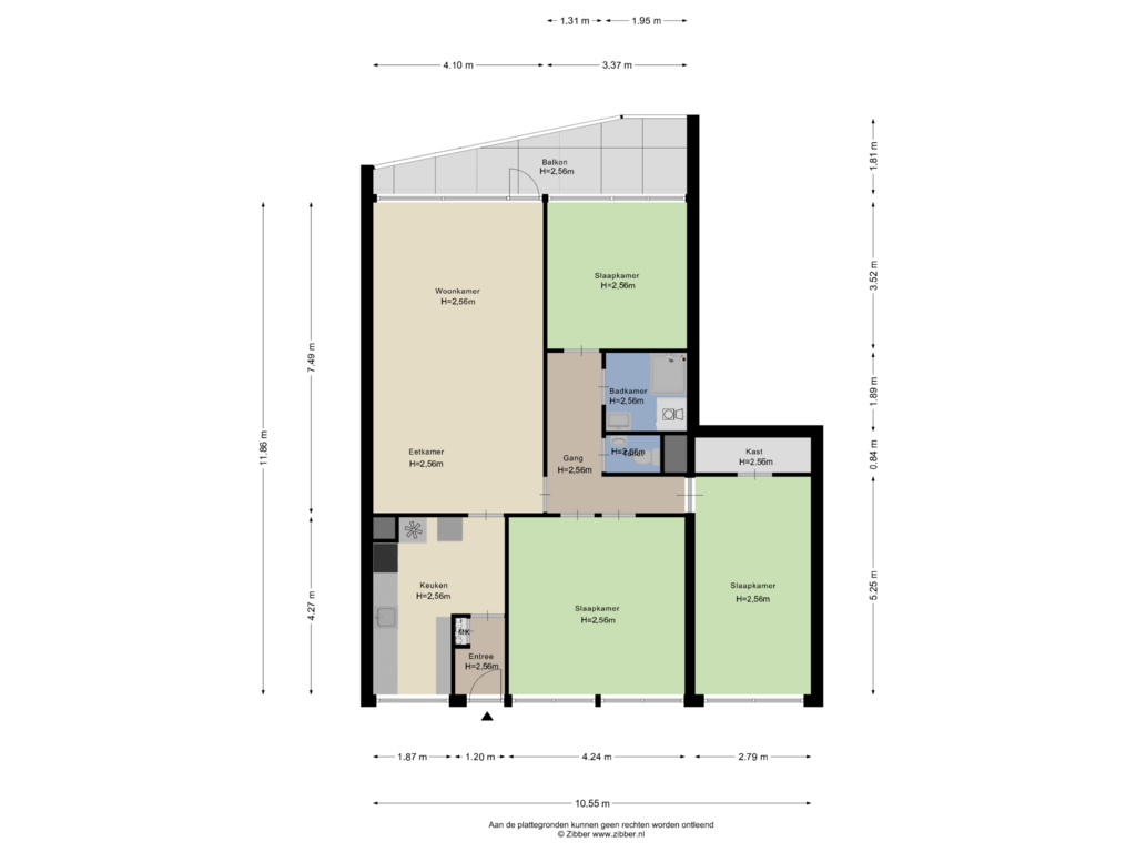 View floorplan of Appartement of Curieplaats 69