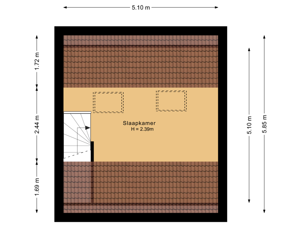 Bekijk plattegrond van Tweede verdieping van Adriaan Mulderstraat 1