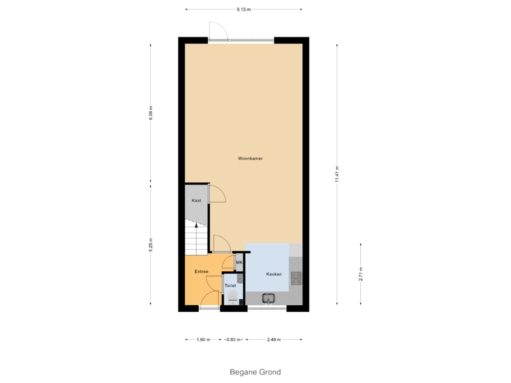 Bekijk plattegrond van Begane Grond van Duindigtstraat 7