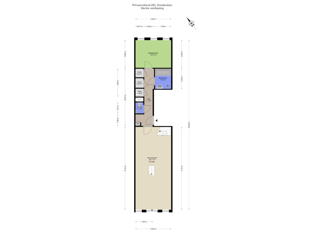 View floorplan of Vierde verdieping of Prinseneiland 283