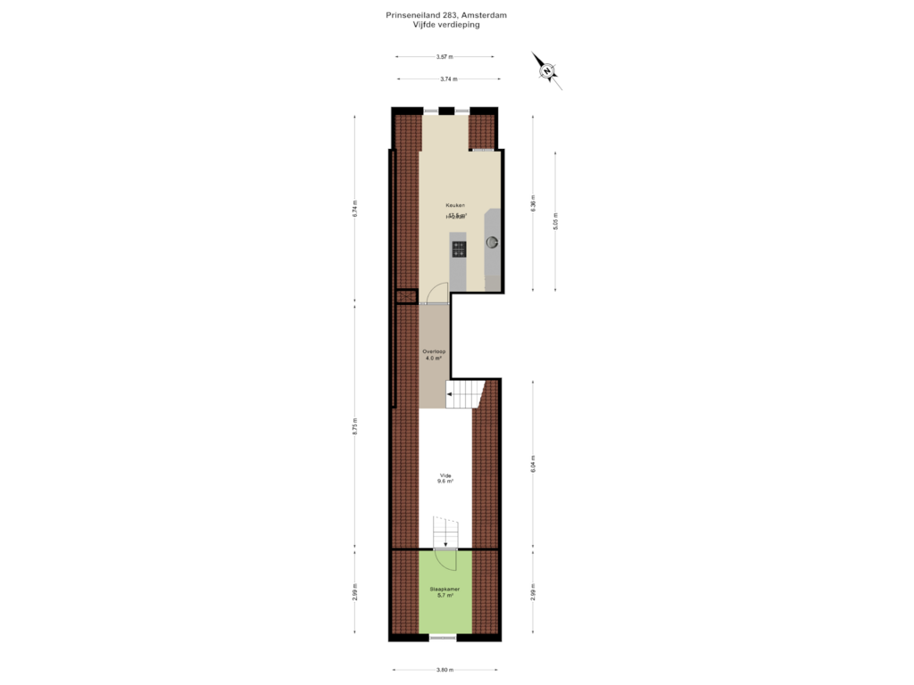 View floorplan of Vijfde verdieping of Prinseneiland 283