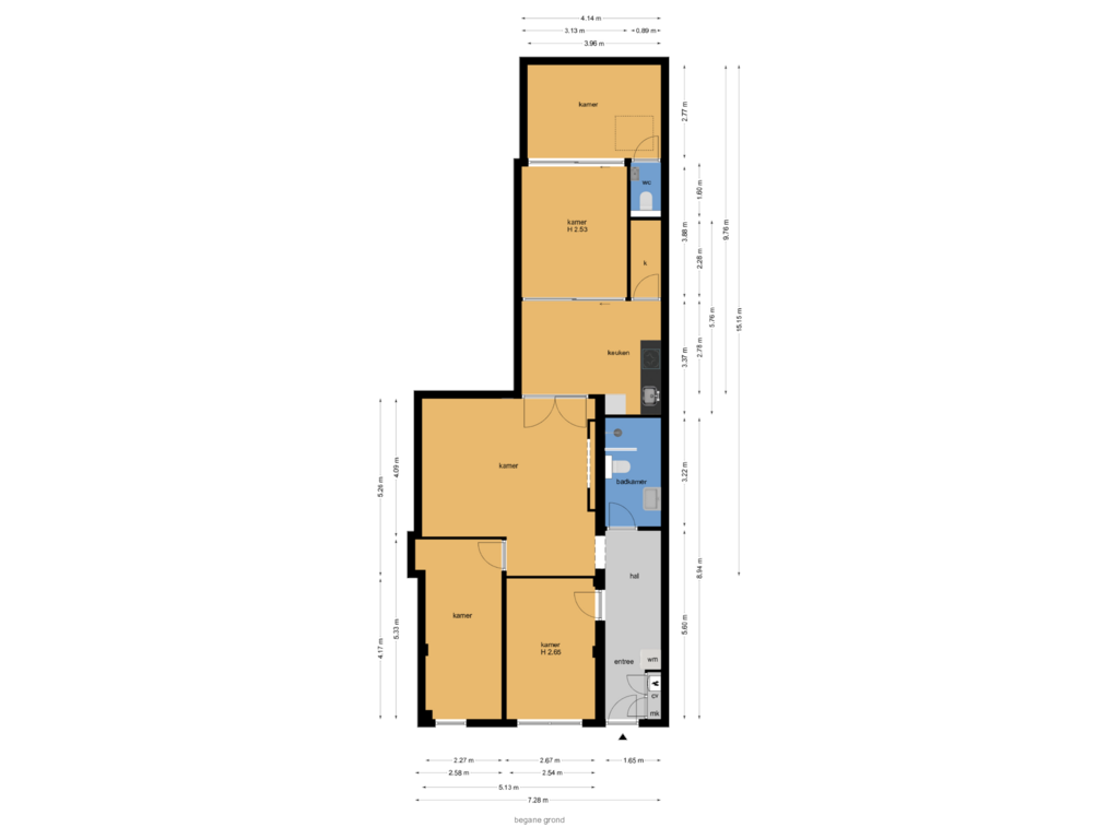 View floorplan of First floor of Bloemfonteinstraat 7