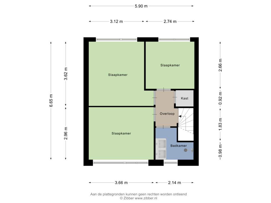 View floorplan of Eerste Verdieping of Hamburgerweg 42