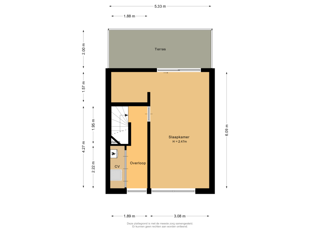 Bekijk plattegrond van Tweede verdieping van Botterstraat 10