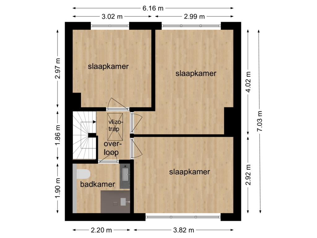 View floorplan of eerste verdieping of Markies de Schenkweg 7