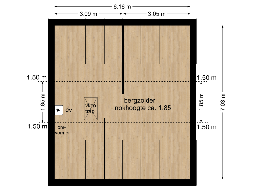 View floorplan of zolder of Markies de Schenkweg 7