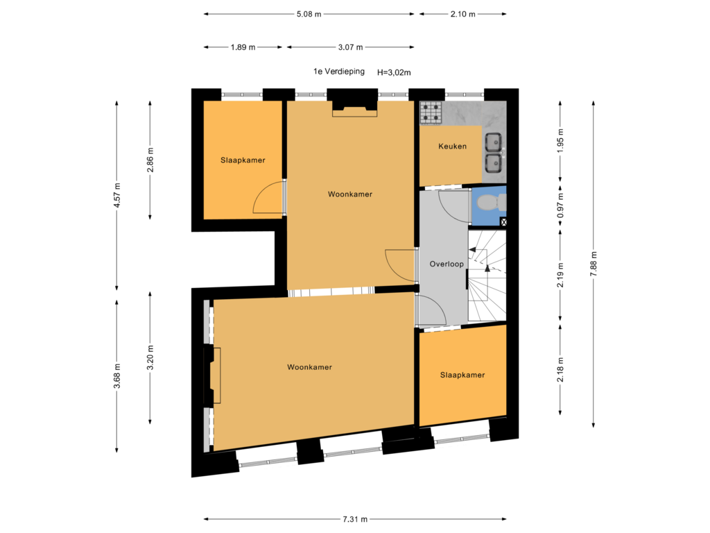 Bekijk plattegrond van 1e Verdieping van Oranje Plantage 16