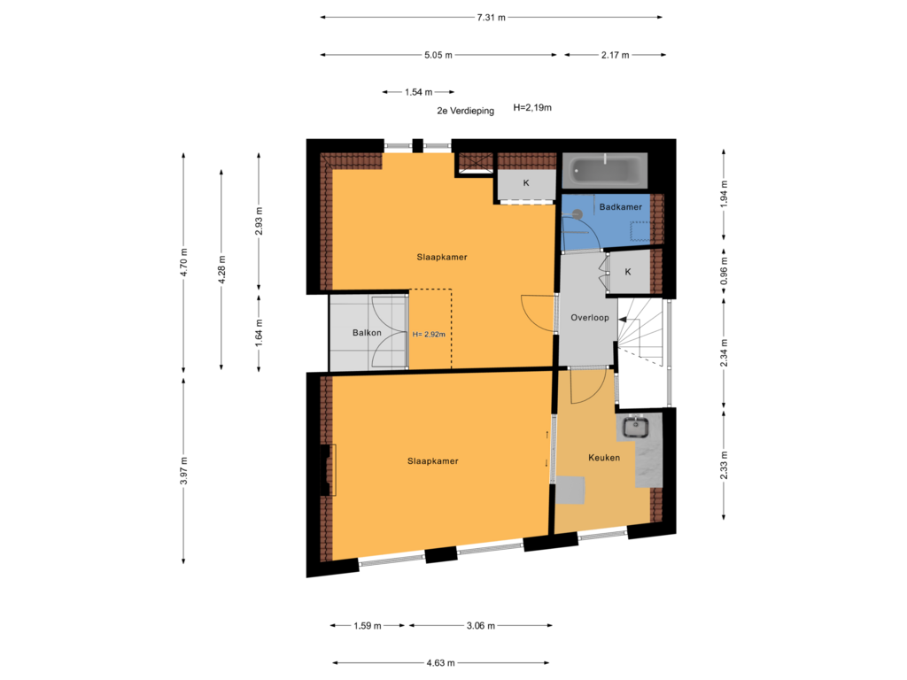 Bekijk plattegrond van 2e Verdieping van Oranje Plantage 16