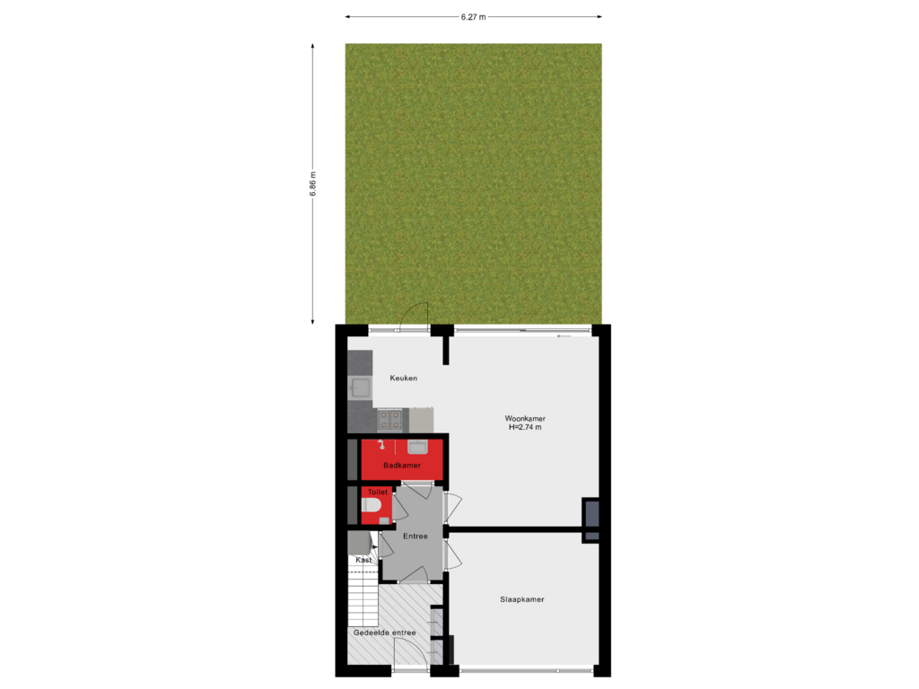 View floorplan of Situatie of Zandstraat 55